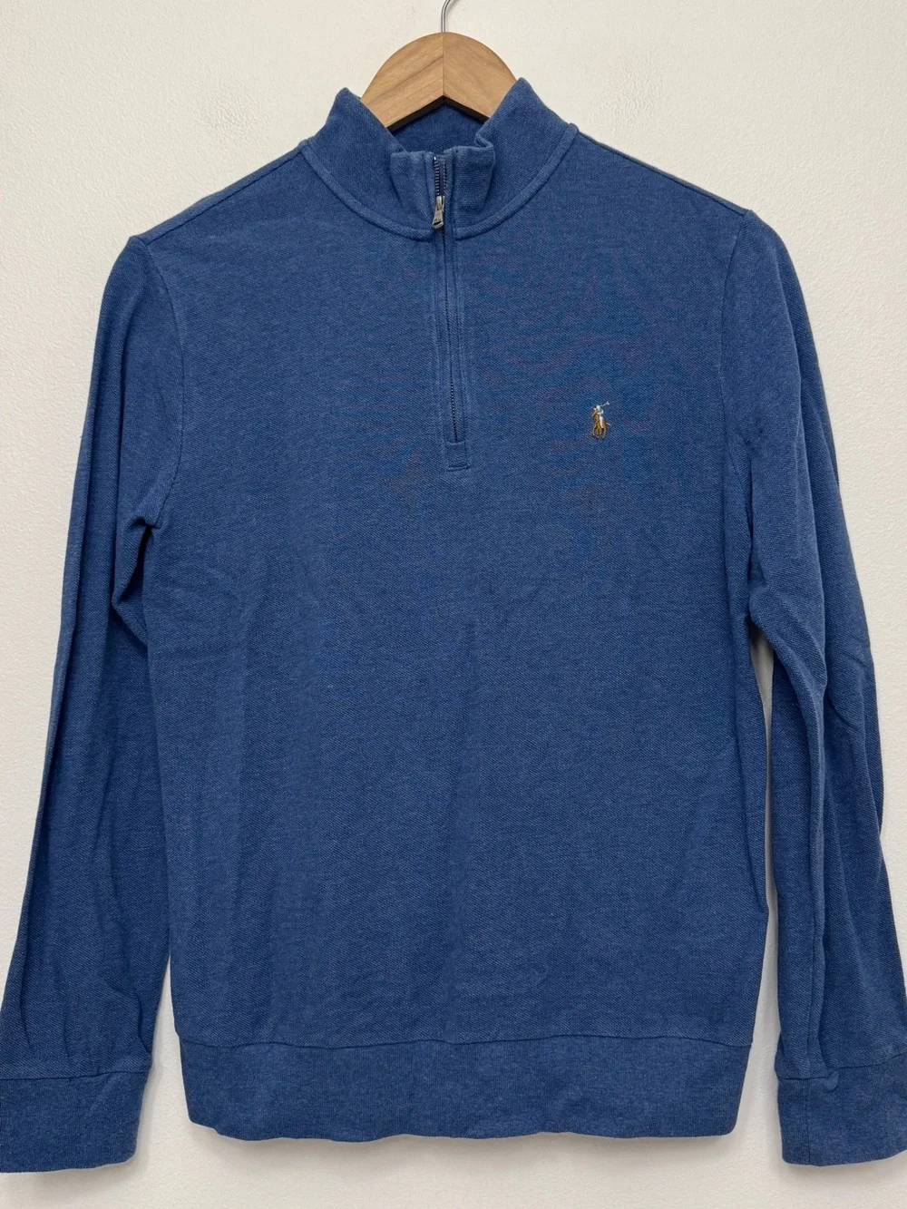 Ralph Lauren boys interlock 1/4 zip pullover embroidered logo cotton zipper